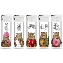 High Fire Refillable Piezo Lighters (1 display 50 lighters) Cats Graphics